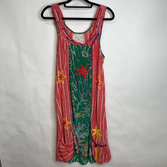 Lightweight Bright Striped Lace Embroidered Dress Coverup Cottage Small Medium - Picture 5 of 11